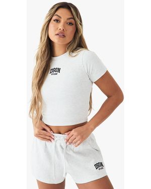 DSGN Studio Embroidered Rib Short - White
