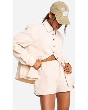 Boohoo Nylon Shorts - Natural