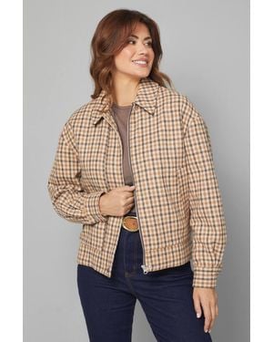 Wallis Flannel Zip Through Bomber Jacket - Natural