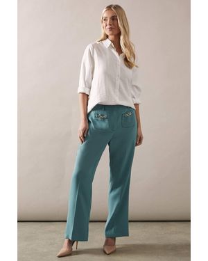 Wallis Petite Patch Pocket Wide Pants - Green