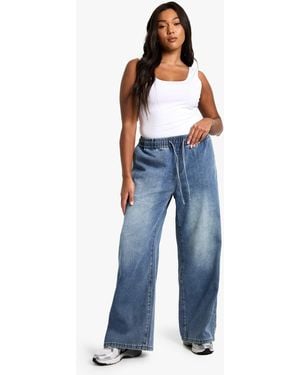 Boohoo Plus Elasticated Waist Jean - Blue