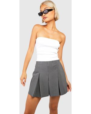 Boohoo Bengaline Pleated Tennis Skort - Gray