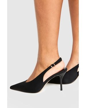 Boohoo Pointed Slingback Court Shoes - Black