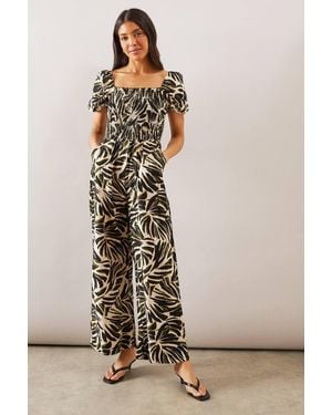 Wallis Abstract Wide Leg Jumpsuit - White