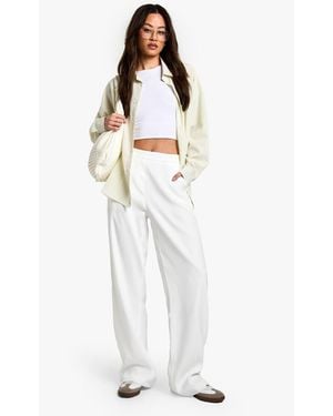 Boohoo Tall Clean Waistband Tailored Trouser - White
