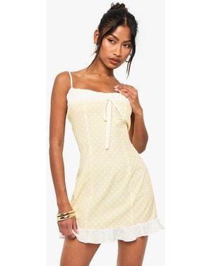 Boohoo Contrast Polka Dot Mini Dress - White