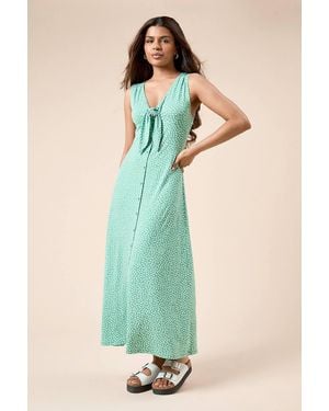 Dorothy Perkins Petite Sage Floral Button Through Midi Dress - Green