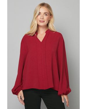 Wallis Petite Collarless Woven Blouse - Red
