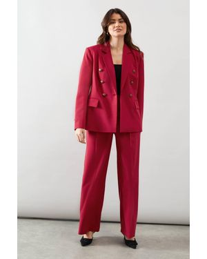 Wallis Wide Leg Pleat Detail Trouser - Red