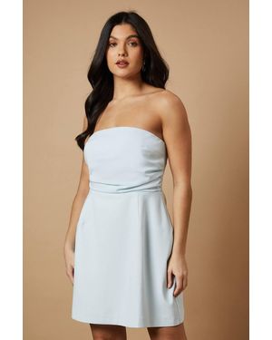 Oasis Strapless Gathered Mini Dress - Blue
