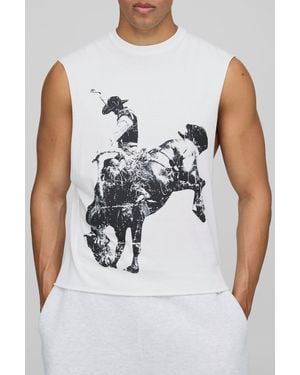Boohoo Oversized Boxy Western Ofcl Graphic Tank - White