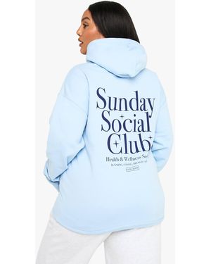 Boohoo Plus Sunday Social Club Oversized Hoodie - Blue