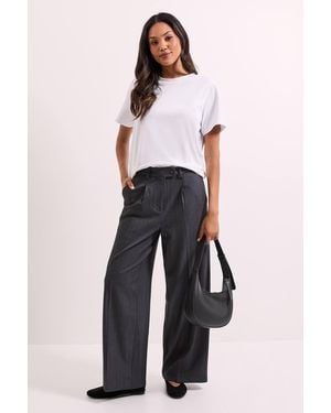 Dorothy Perkins Pinstripe Wide Leg Trouser - White