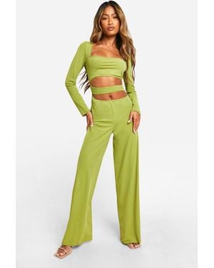 Boohoo Premium Cut Out Matt Slinky Jumpsuit - Yellow