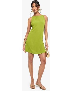 Boohoo Slash Neck Swing Mini Dress - Green