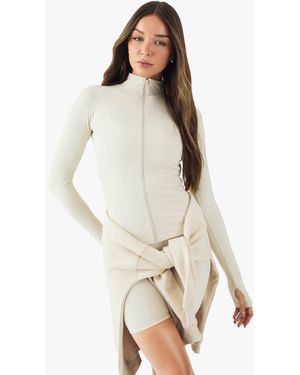 Boohoo Sports Ultra Sculpt Zip Through Jacket - Natural