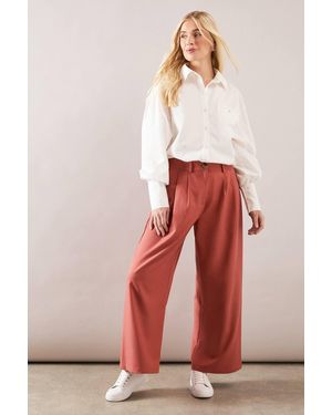 Wallis Petite Elasticated Waist Wide Leg Trouser - Red