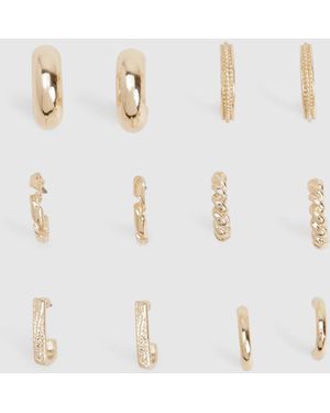 Boohoo Mini Hoop Earrings 6 Pack - Blanco