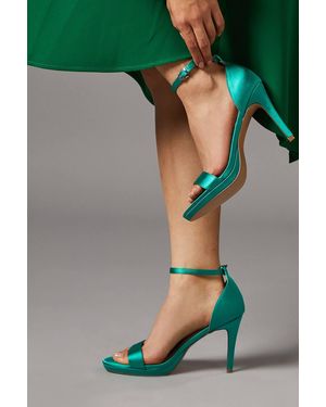 Coast Wide Fit Talia Satin Platform Heeled Sandals - Green