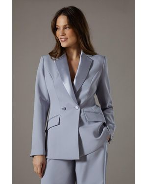 Coast Twill Lapel Fitted Blazer - Gray