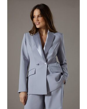 Coast Twill Lapel Fitted Blazer - Gray