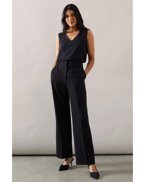Wallis High Waist Straight Leg Trouser - Black