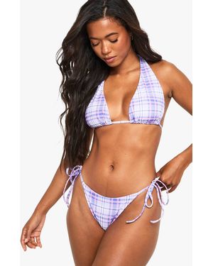 Boohoo Lilac Flannel Triangle Bikini Top - Purple