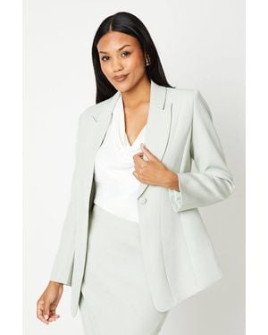 Coast Paneled Long Line Single Breasted Blazer - White
