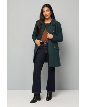 Wallis Petite Double Breasted Pea Coat - Green
