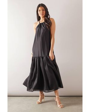 Wallis Halterneck Drop Hem Midi Dress - Black