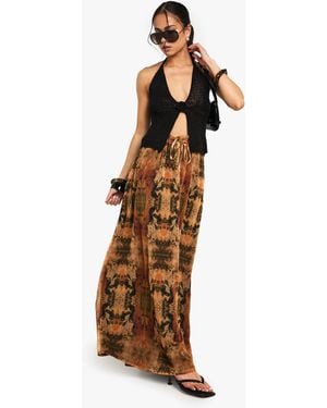 Boohoo Tie Dye Woven Maxi Skirt - Brown