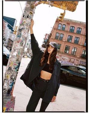 Nasty Gal Premium Pinstripe Tailored Shacket - Black
