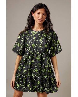 Warehouse Organza T Shirt Smock Mini Dress - Green