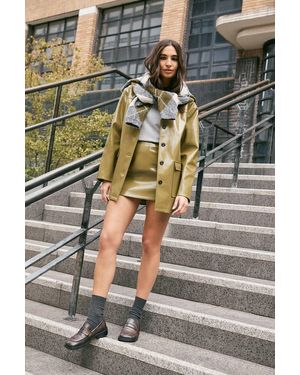 Nasty Gal Vinyl High Clean Longline Jacket - Gray