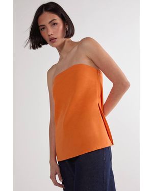 Nasty Gal Linen Mix Bandeau Top - Orange