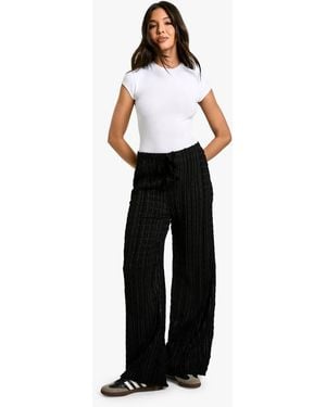 Boohoo Drawstring Crinkle Texture Trouser - Black