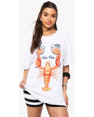 Boohoo Lobster & Aperol Printed T-Shirt - White