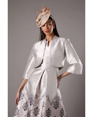 Coast Metallic Twill Crop Jacket - Brown