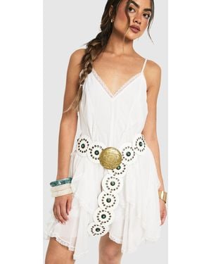 Boohoo Cinturón Estilo Western Con Gemas - Blanco