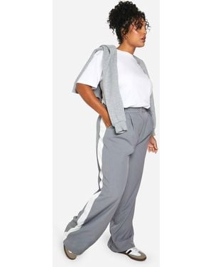 Boohoo Plus Tailored Contrast Wide Leg Trouser - Blue