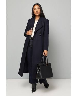 Wallis Petite Belted Maxi Coat - Blue