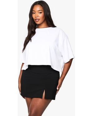 Boohoo Plus Bengaline Split Aline Skirt - White