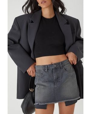 MissPap Denim Mini Skirt With Exposed Pocket Lining - Black
