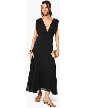 Boohoo Chiffon Angel Sleeve Split Detail Maxi Dress - Black