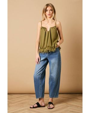 Oasis Babydoll Lace Detail Cami - Blue
