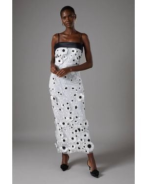 Coast Mono Races 3D Floral Midi Dress - Gray