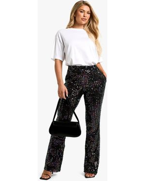 Boohoo Rainbow Sequin Flared Pants - Blue