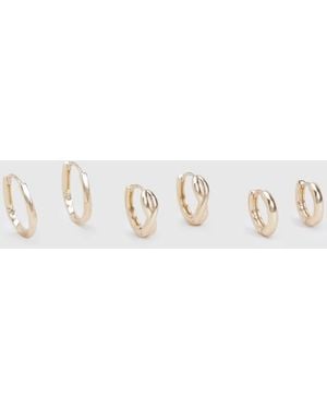 Boohoo Delicate Mini Hoop Earrings 3 Pack - Metallic
