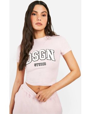 Boohoo Dsgn Studio Towelling Applique Fitted T-Shirt - White