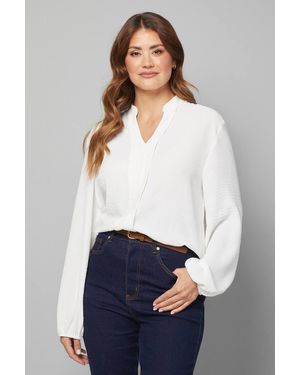 Wallis Collarless Woven Blouse - White